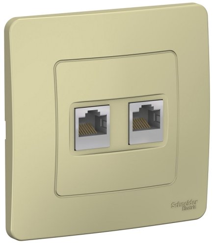Розетка компьютерная с рамкой Systeme Electric Blanca 2-м. RJ45+RJ45 5e бежевый картинка